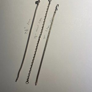 3 Sterling Silver Chain Bracelets